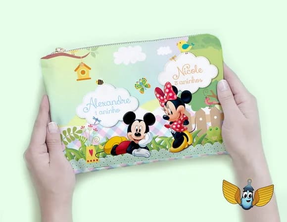 Necessaire Mickey e Minnie Jardim Personalizada