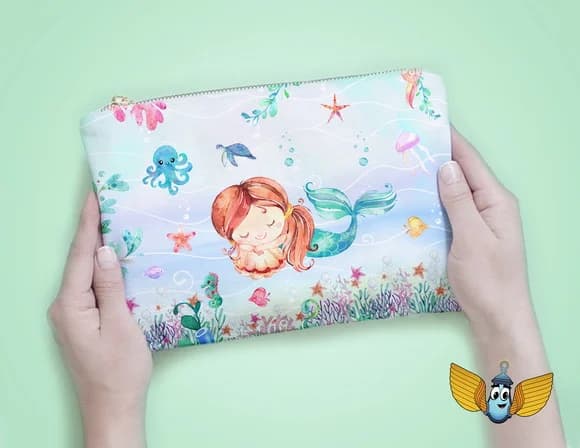 Necessaire Sereia Fundo do Mar Aquarela Personalizada