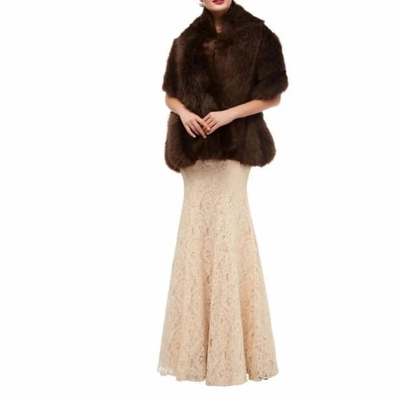 Estola de pelo Alto Marrom para Festa Casamento Luxuosa