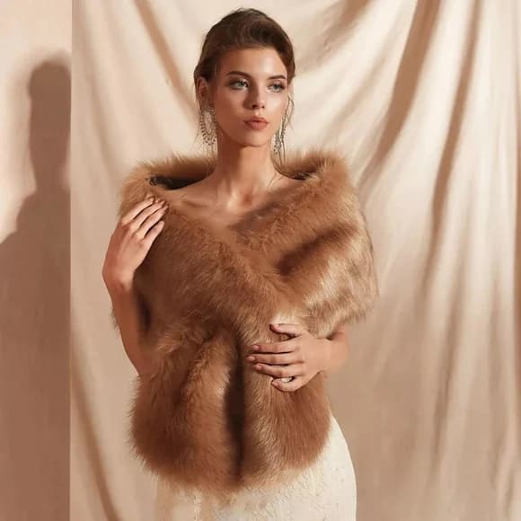 Estola pelo Alto Semelhante ao Natural Luxuosa Festa Noivado