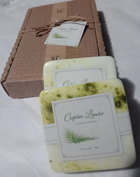 Sabonete Vegano- Caixa Rústica - Capim Limão