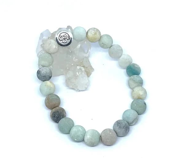 Pulseira Japamala Amazonita Fosca 21 Contas e Simbolo Om - foto 1