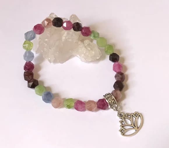 Pulseira Japamala 27 Contas Jade Facetada Mix de Cores