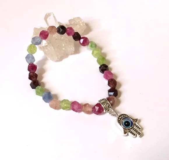 Pulseira Japamala 27 Contas Jade Facetada Mix de Cores