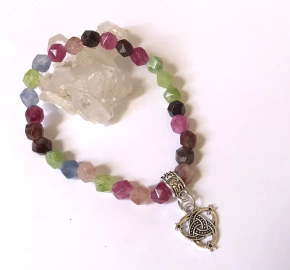 Pulseira Japamala 27 Contas Jade Facetada Mix de Cores