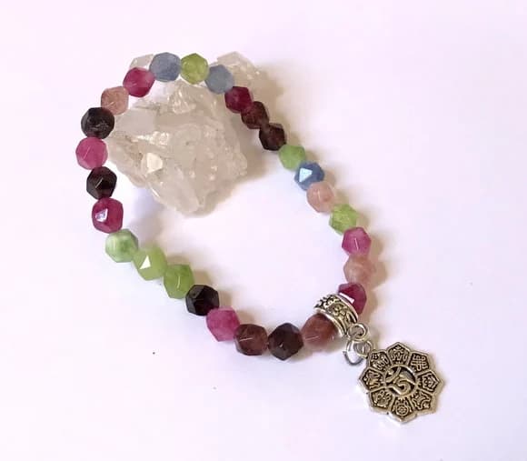Pulseira Japamala 27 Contas Jade Facetada Mix de Cores