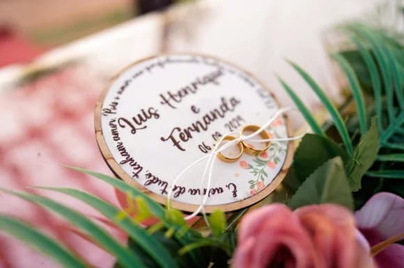 Bastidor Porta Alianças Bordado Casamento Bodas