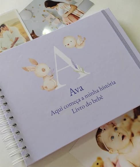 Livro do Bebê Personalizado Lilás - Álbum do Bebê