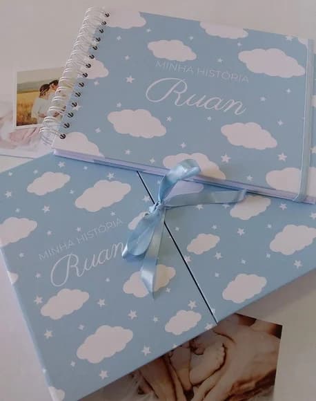 Livro do Bebe Personalizado com Caixa Nuvens