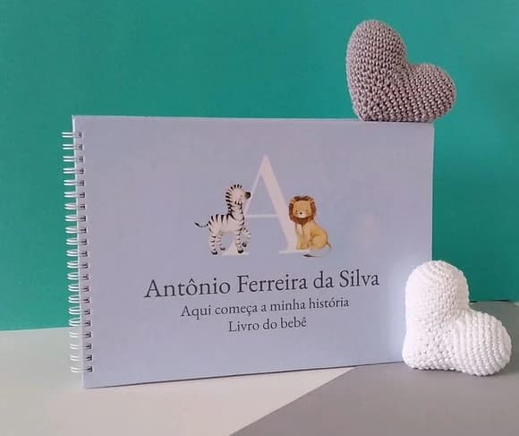 Livro do Bebê Personalizado Safári - Diário do Bebê