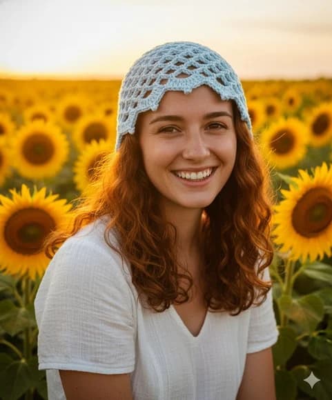 Headpiece Azul em Croche - Feito à Mão