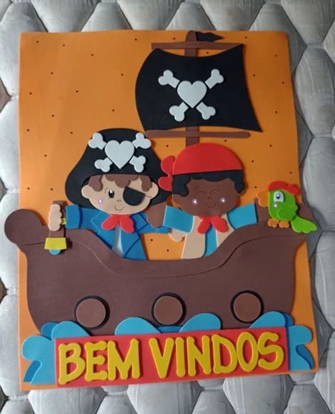 Kit Sala de Aula Tema Piratas com 7 Cartazes