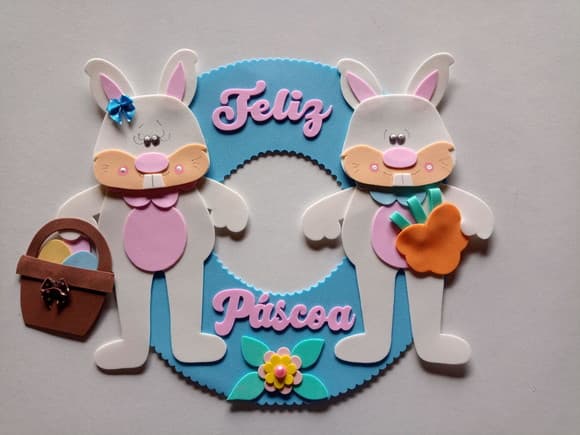 Placa de Porta Páscoa Casal Coelhos