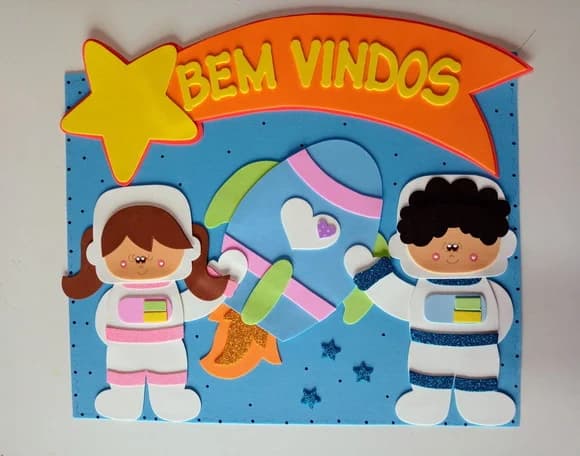 Placa de Porta Bem Vindos Astronauta