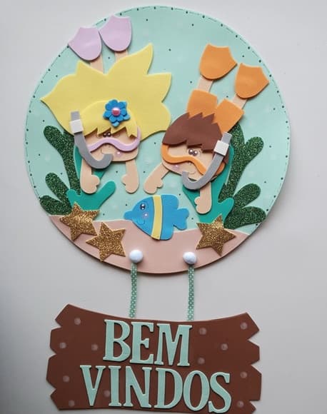 Placa de porta bem vindos fundo do mar