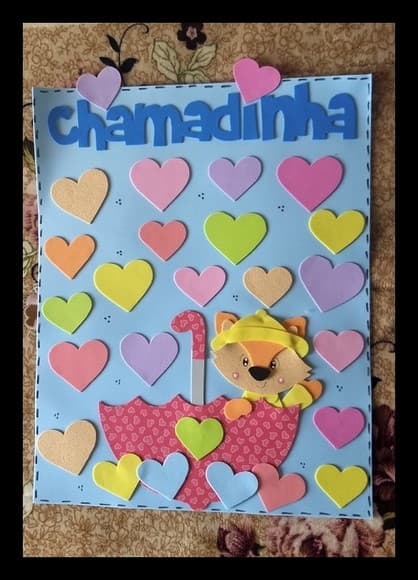 Cartaz chamadinha chuva de amor e raposinha