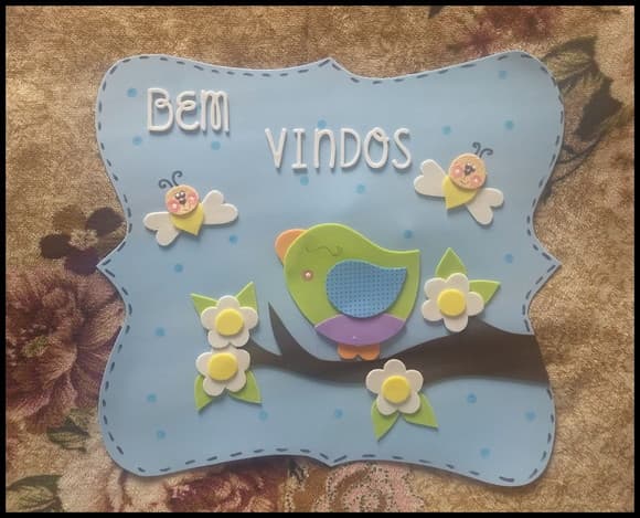 Placa de porta passarinho