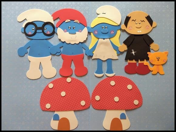 Apliques turma dos Smurfs