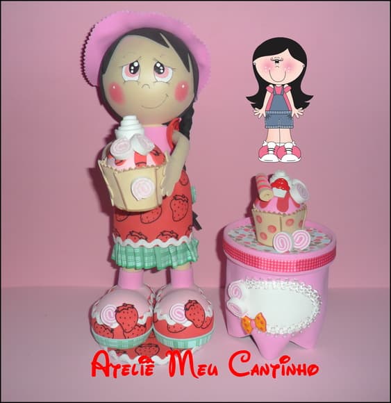 Fofucha cupcake morango 3d