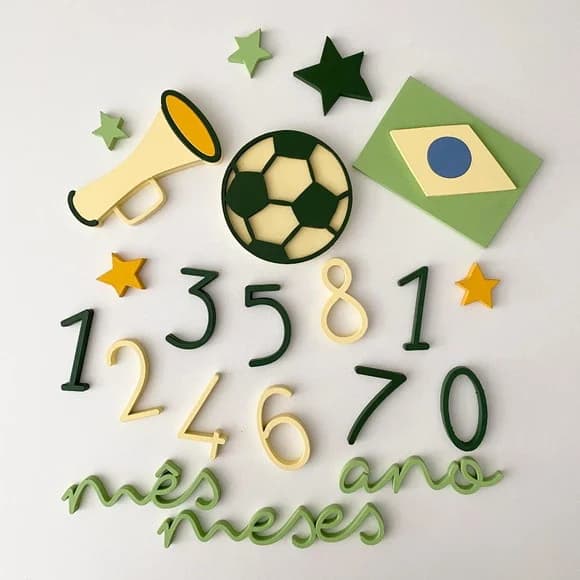 Kit Mesversário Tema Copa do Mundo Brasil - Completo - mdf