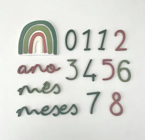Kit Mesversário mdf - 15 Peças - Tons Pastel - Fotos Bebê