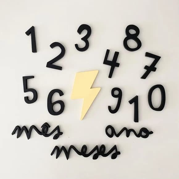 Kit Mesversário Raios mdf - 15 Peças - Minimalista