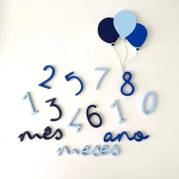 Kit Mesversário mdf - Balões Azul
