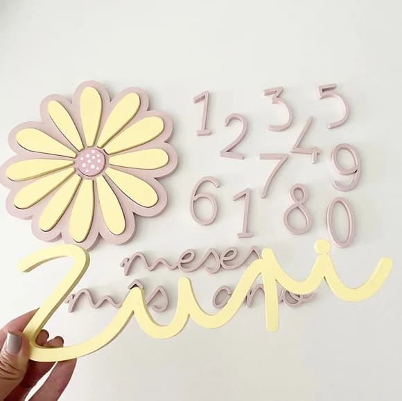 Combo Kit Mesversário 25cm - Nome Personalizado - mdf