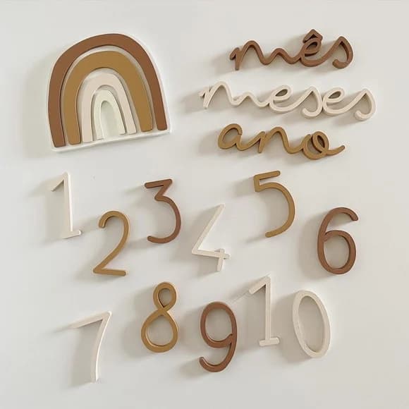 Kit Mesversário Arco-íris - 15 Peças mdf - Pronta Entrega
