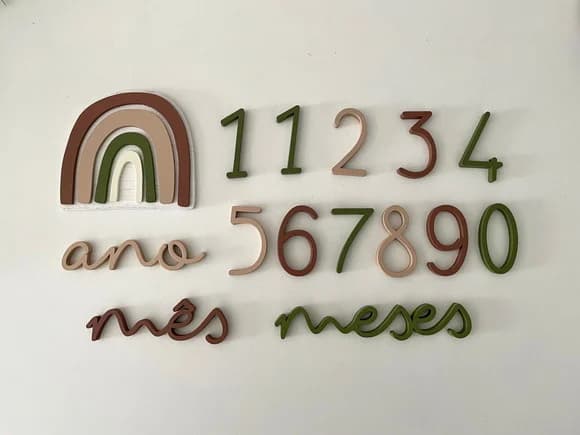 Kit Mesversário - Modelo Rainbow - Verde Musgo e Marrom
