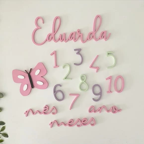 Combo: Kit Mesversário + Nome Personalizado 25cm - Borboleta