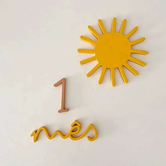 Kit Mesversário Sol - Minimalista em mdf - 15 Peças