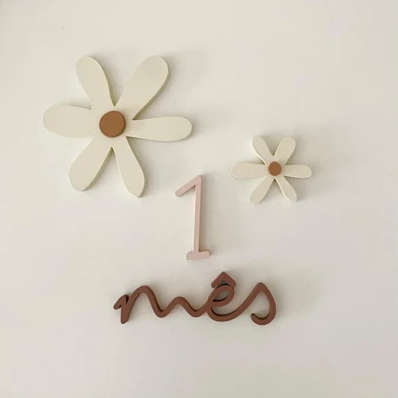Kit Mesversário Margaridas - Kit Completo - mdf - 15 Peças