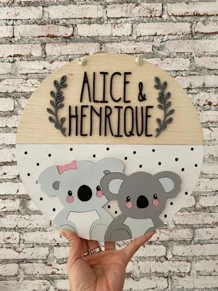 Enfeite Porta de Maternidade Personalizado - 20cm x 20cm