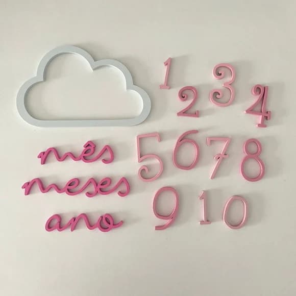 Kit Mesversário - Nuvem, Aniversário, Decoração Quarto Bebê