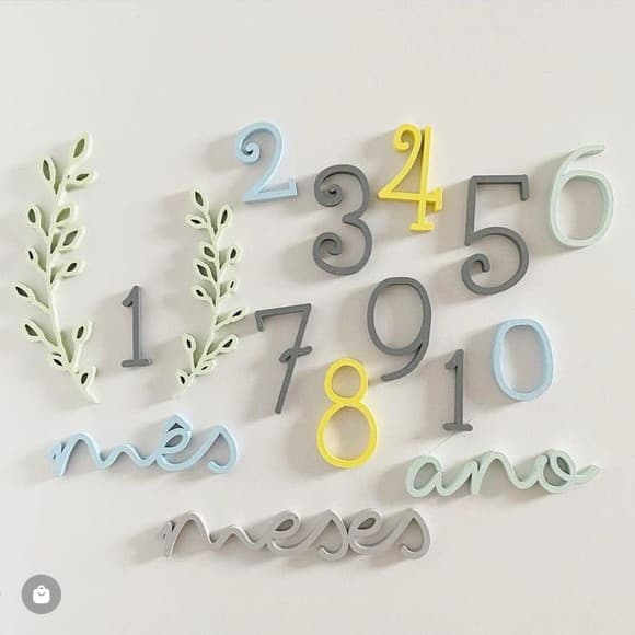 Kit Mesversário - Modelo Raminhos - Menino - Produzido em Madeira MDF