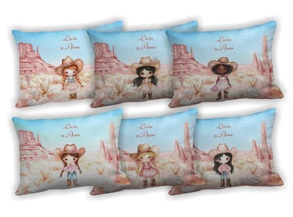 Almofada 18x28cm Personalizada Cowgirl Vaqueira Boiadeira