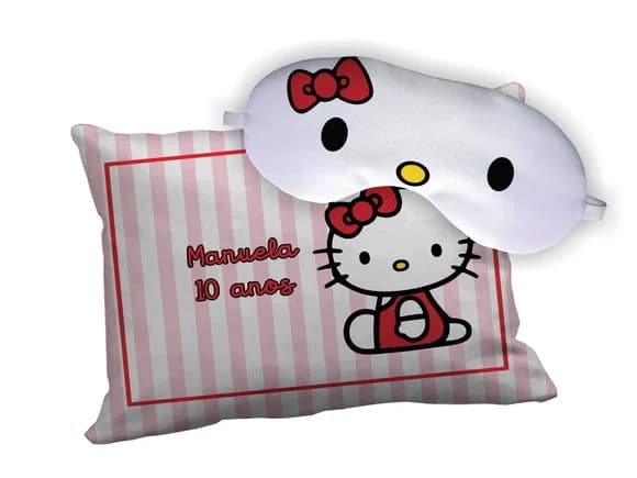 Kit Almofada 18x28cm + Mascara de Dormir Hello Kitty
