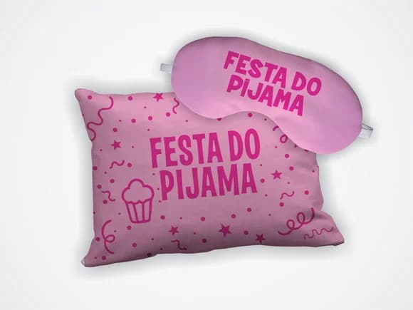 Kit Almofada 18x28cm + Mascara de Dormir Festa do Pijama