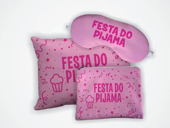 Kit Almofada 18x28cm + Mascara + Nécessaire Festa do Pijama