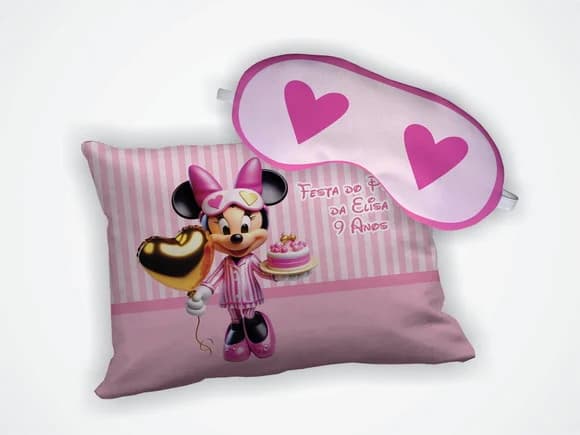 Lembrança Kit Almofada 18x28cm+mascara Minnie Festa Pijama