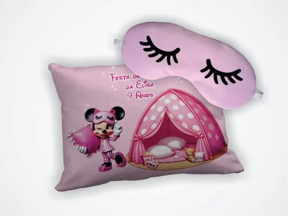 Lembrancinha Almofada 18x28cm+mascara Dormir Minnie Pijama