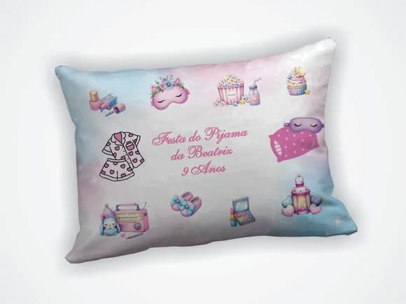 Lembrança Almofada 18x28cm Personalizada Festa Pijama