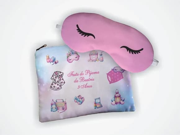 Lembrancinha Kit Necessaire + Mascara Festa Noite do Pijama