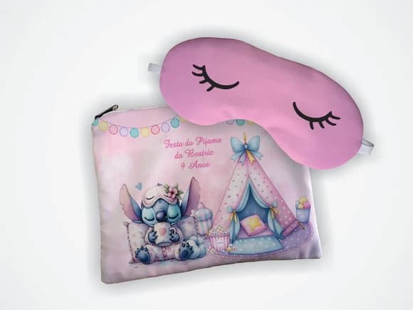 Lembrança Kit Necessaire+ Mascara Festa Pijama Stitch Angel