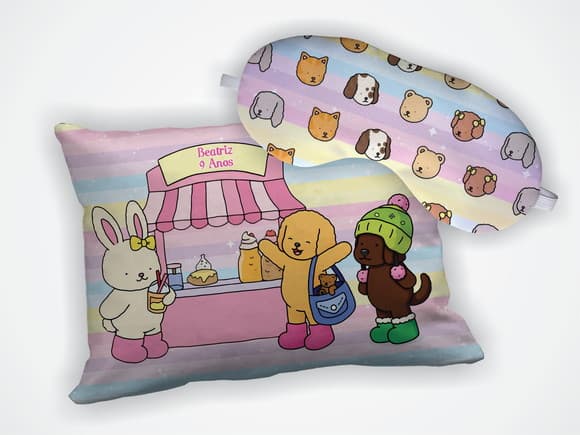Kit Mini Almofada 18x28cm + Mascara de Dormir Bobbie Goods