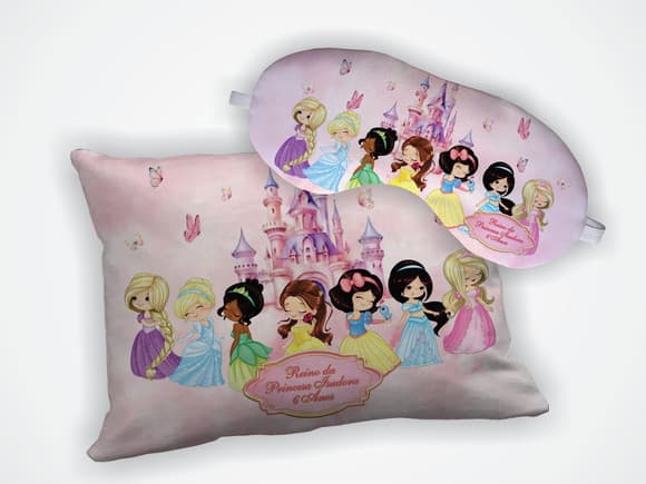 Kit Lembrancinha Almofada 18x28cm+mascara Princesas