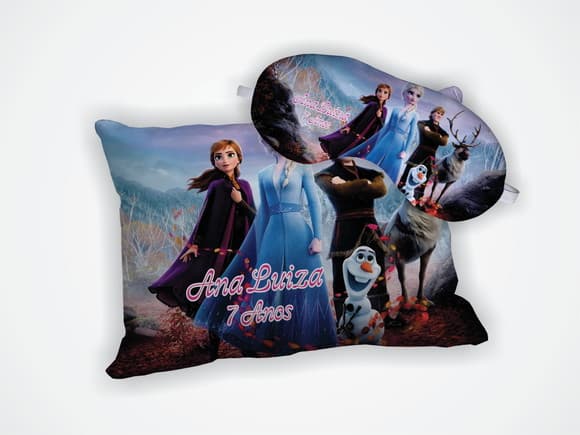 Kit Mini Almofada 18x28cm + Mascara de Dormir Frozen