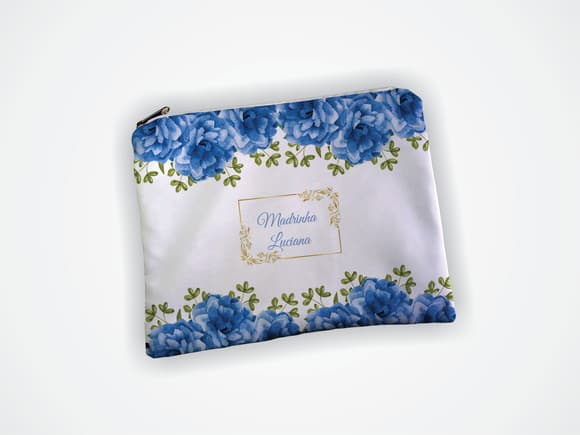 Necessaire 19x13cm Madrinha Floral Azul