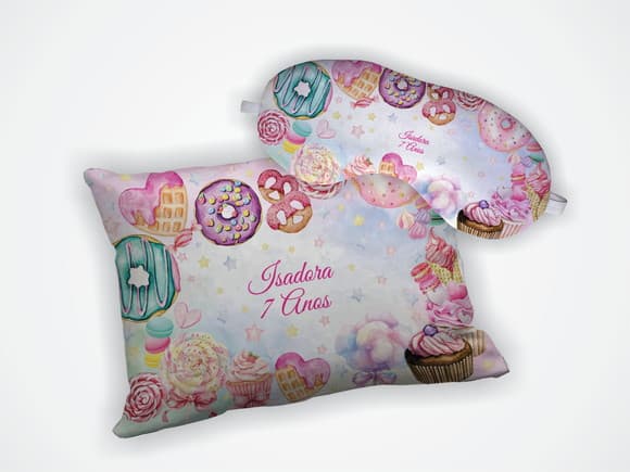 Kit Almofada 18x28cm + Mascara de Dormir Doces
